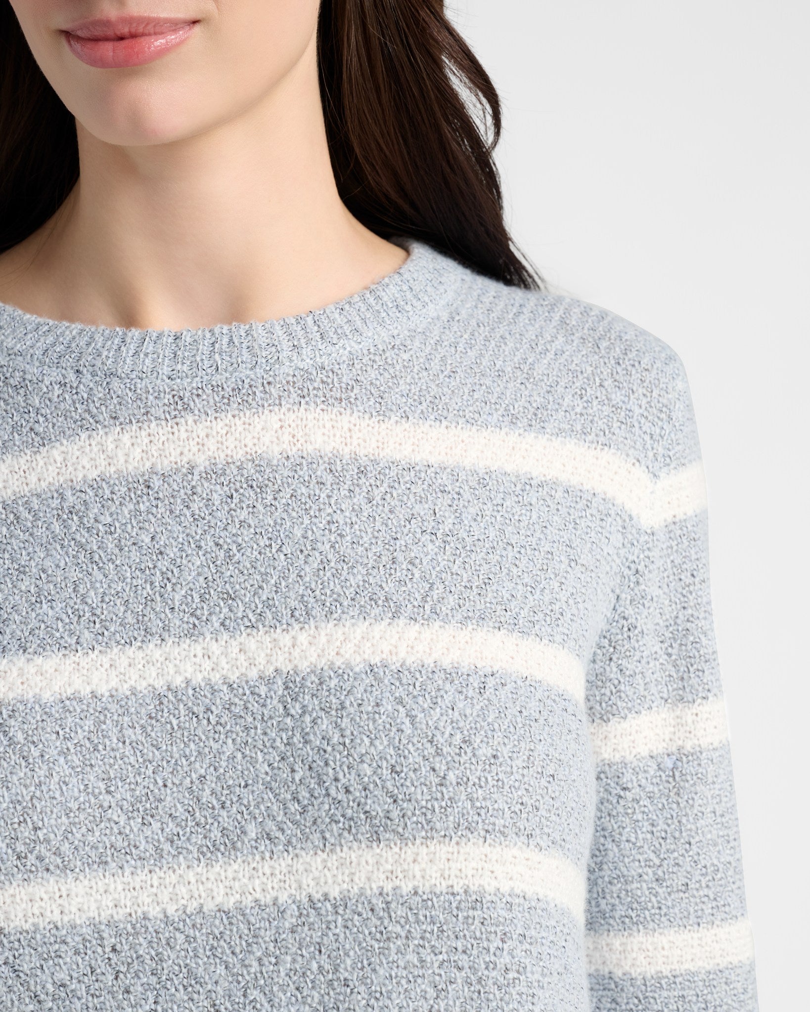 Heather Grey/Ivory $|& Staccato Waffle Stripe Pullover Sweater - SOF Detail