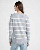 Heather Grey/Ivory $|& Staccato Waffle Stripe Pullover Sweater - SOF Back