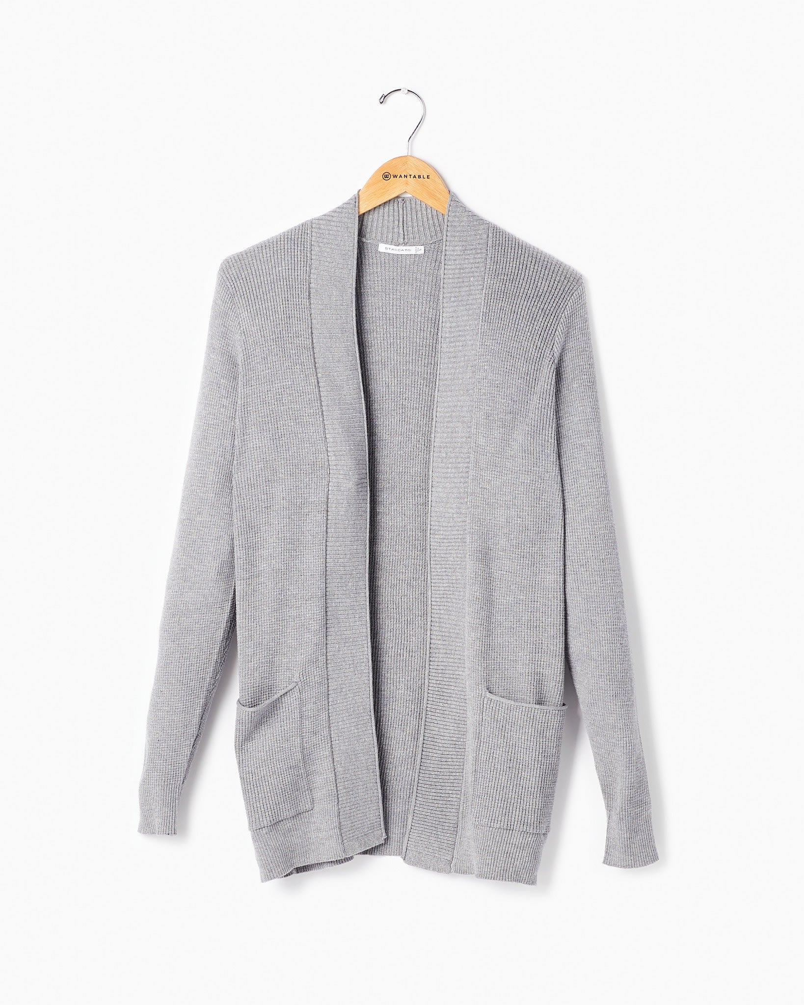 Charcoal $|& Staccato Open Front Pocket Cardigan - Hanger Front