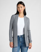 Charcoal $|& Staccato Open Front Pocket Cardigan - SOF Front