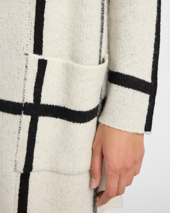 Ivory/Black $|& OneWorld Plaid Sweater Coatigan - SOF Detail