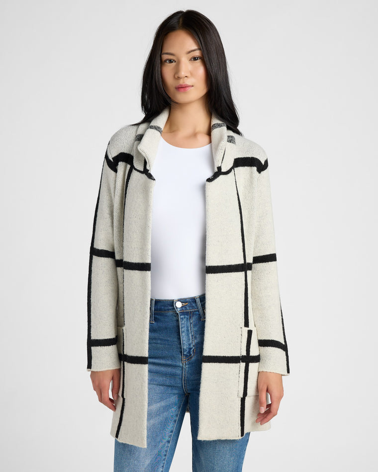 Hooded plaid sweater coat best sale