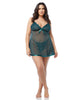 Plus Size Embroidered Babydoll Set