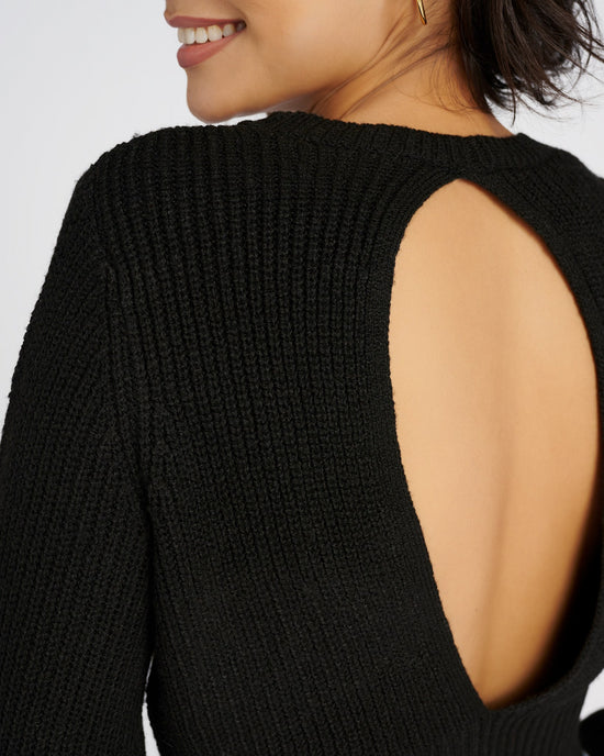 Black $|& Cozy CO Ribbed Knit Open Back Pullover - SOF Detail