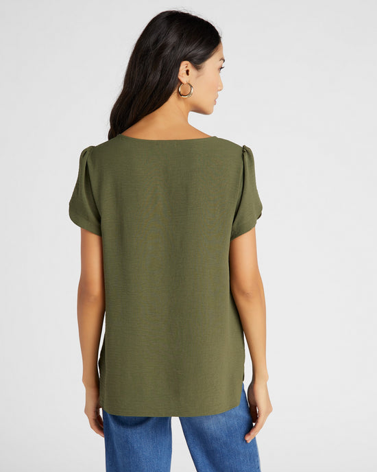 Olive $|& Les Amis Short Sleeve Tulip Top - SOF Back