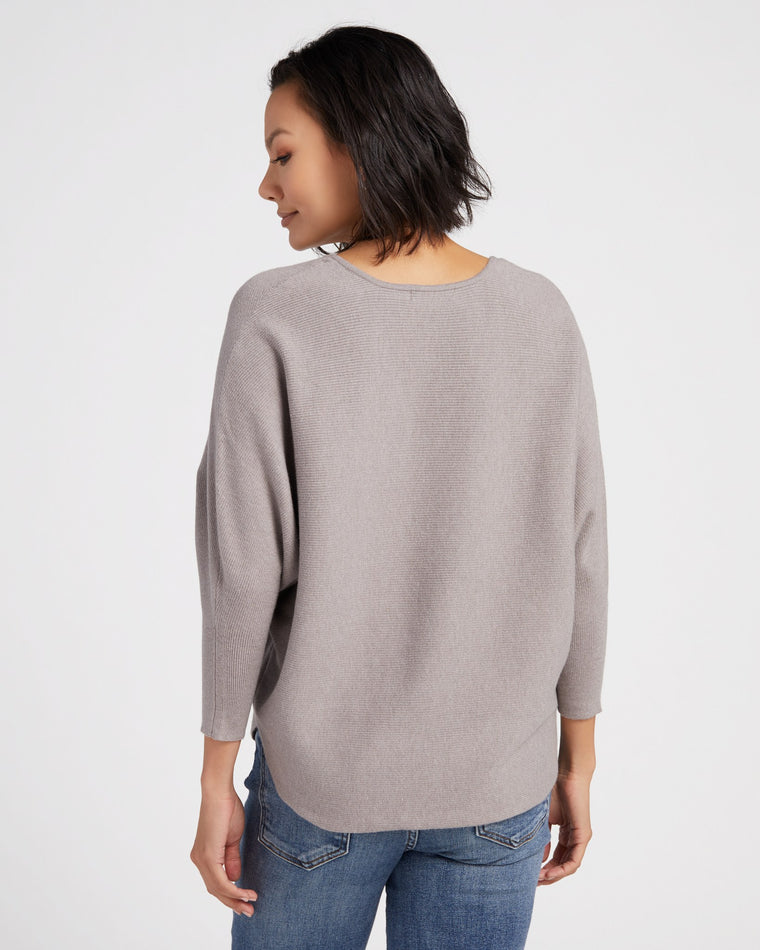 Taupe Melange $|& 525 Adyson Parker V-Neck Dolman Sleeve Sweater - SOF Back