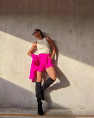 Ultra Pink $|& Skies Are Blue Boyfriend Blazer - VOF Back