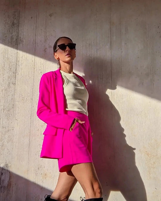 Ultra Pink $|& Skies Are Blue Boyfriend Blazer - UGC On Fig