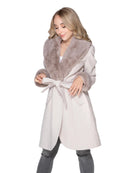 Cream $|& Coalition Faux Fur Trim Belted Coat - VOF Detail
