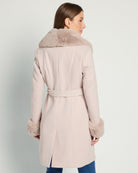 Cream $|& Coalition Faux Fur Trim Belted Coat - SOF Back