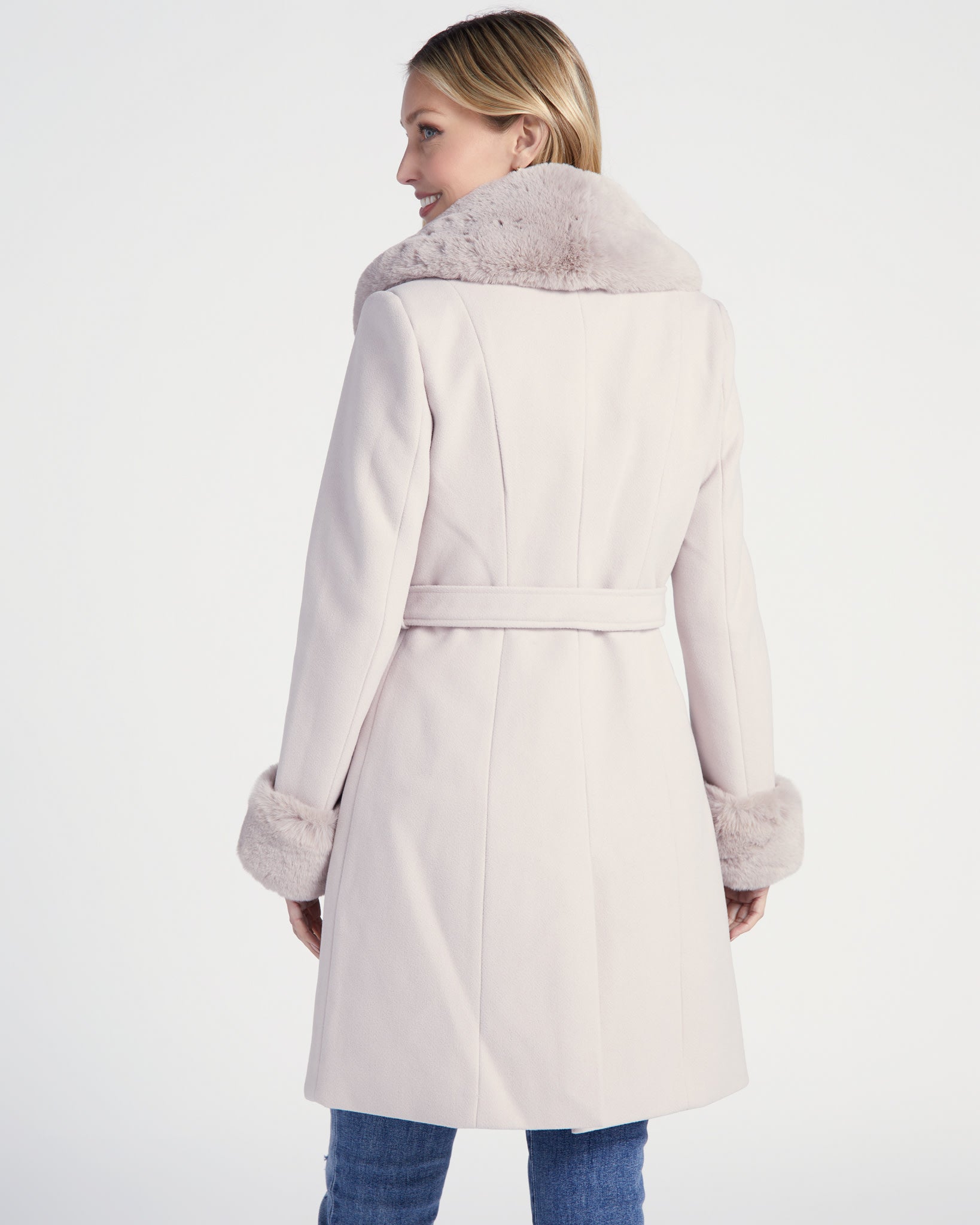 Cream hot sale belted coat