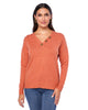 Split V Neck Pullover with Button Detail