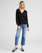 Black $|& 525 Adyson Parker Blouson Sleeve V-Neck Cardigan - SOF Full Front