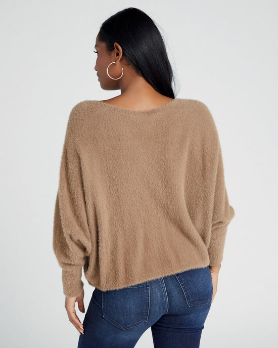 Chocolate $|& ACOA Off The Shoulder Sweater - SOF Back