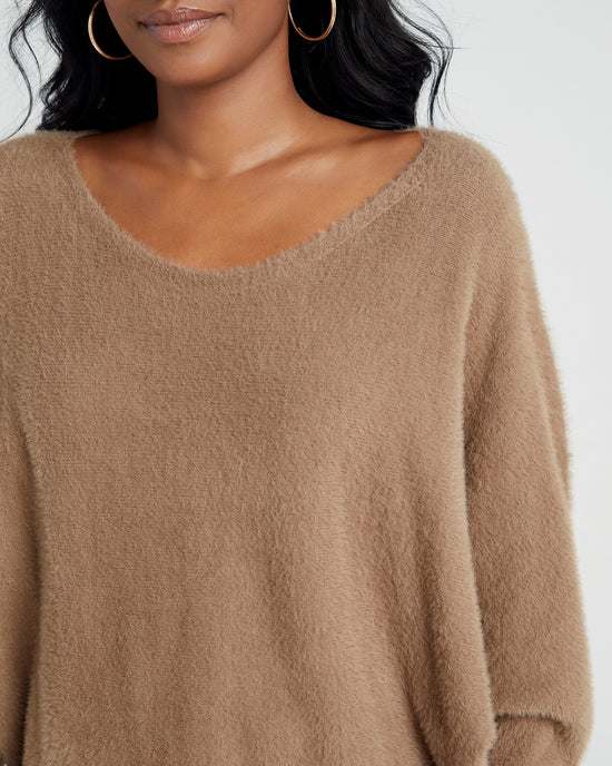 Chocolate $|& ACOA Off The Shoulder Sweater - SOF Detail