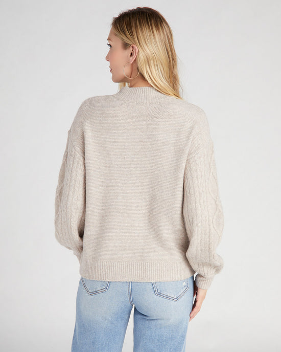 Oatmeal $|& Vigoss Cable Sleeve Sweater - SOF Back