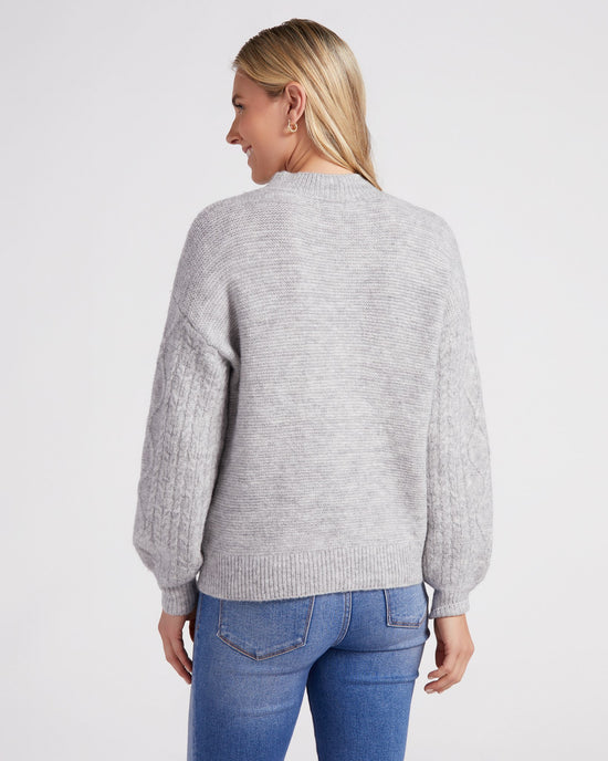 Grey $|& Vigoss Cable Sleeve Sweater - SOF Back