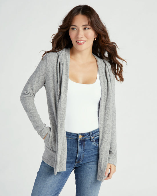 Heather Grey $|& 78 & Sunny Over the Falls Intermingle Hacci Cardigan - SOF Front