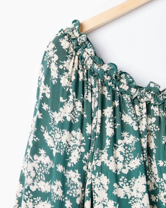 Teal Floral $|& DEX Printed Off Shoulder Blouse - Hanger Detail
