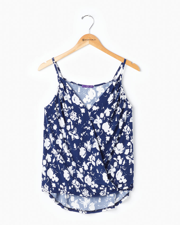 Blue/Wht Floral $|& West Kei Floral Knit Cami - Hanger Front