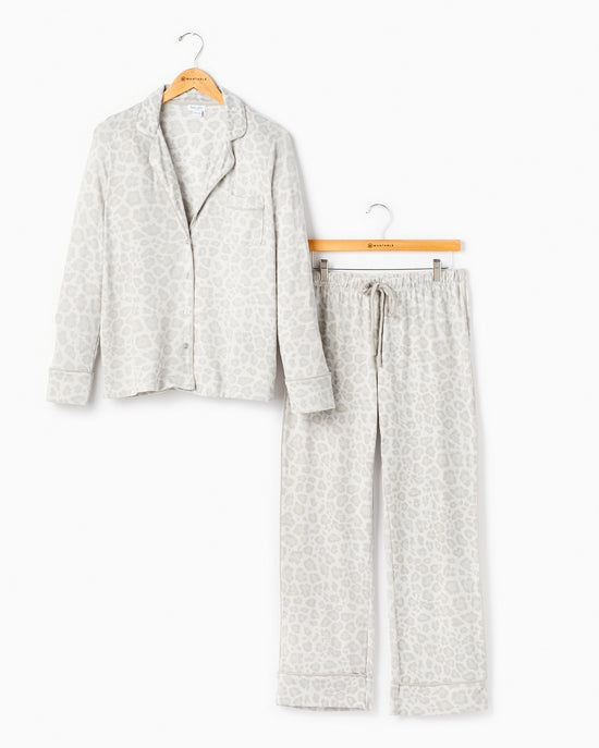 Grey Leopard $|& Splendid Pillow Soft Long Sleeve PJ Set - Hanger Front