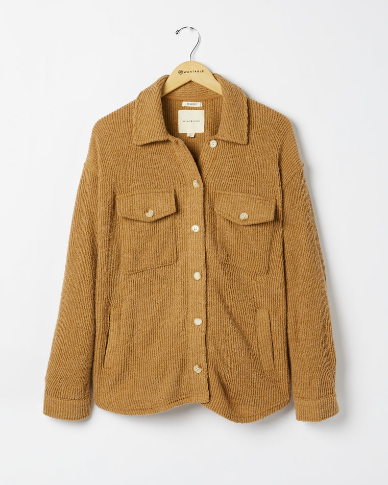 Camel $|& Thread & Supply Harlow Hacci Knit Shacket - Hanger Front
