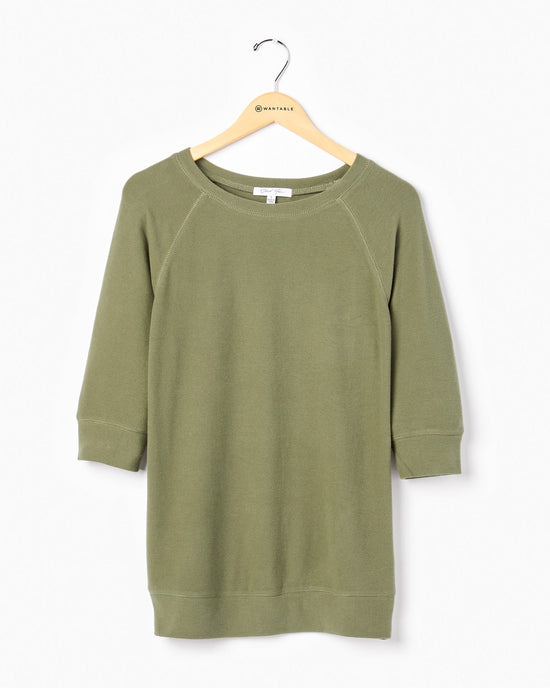 3/4 Sleeve Plush Crew Neck Pullover Tunic Olive $|& Cloud Ten 3/4 Sleeve Plush Crew Neck Pullover Tunic - VOF Detail