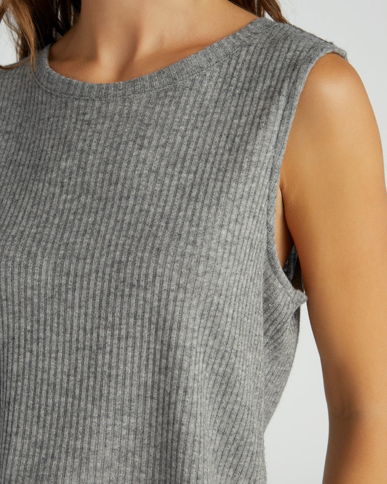 Charcoal Heather $|& Z Supply Sloane Ribbed Muscle Tank - SOF Detail