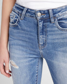 Medium Light Wash $|& Flying Monkey Jeans Mid Rise Distressed Ankle Skinny Jeans - SOF Detail