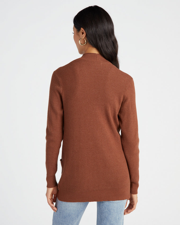 Chocolate $|& Staccato Open Front Pocket Cardigan - SOF Back