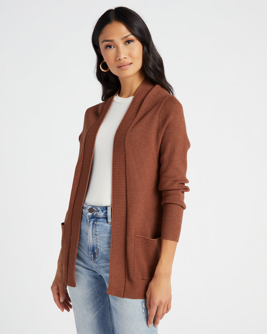 Chocolate $|& Staccato Open Front Pocket Cardigan - SOF Front