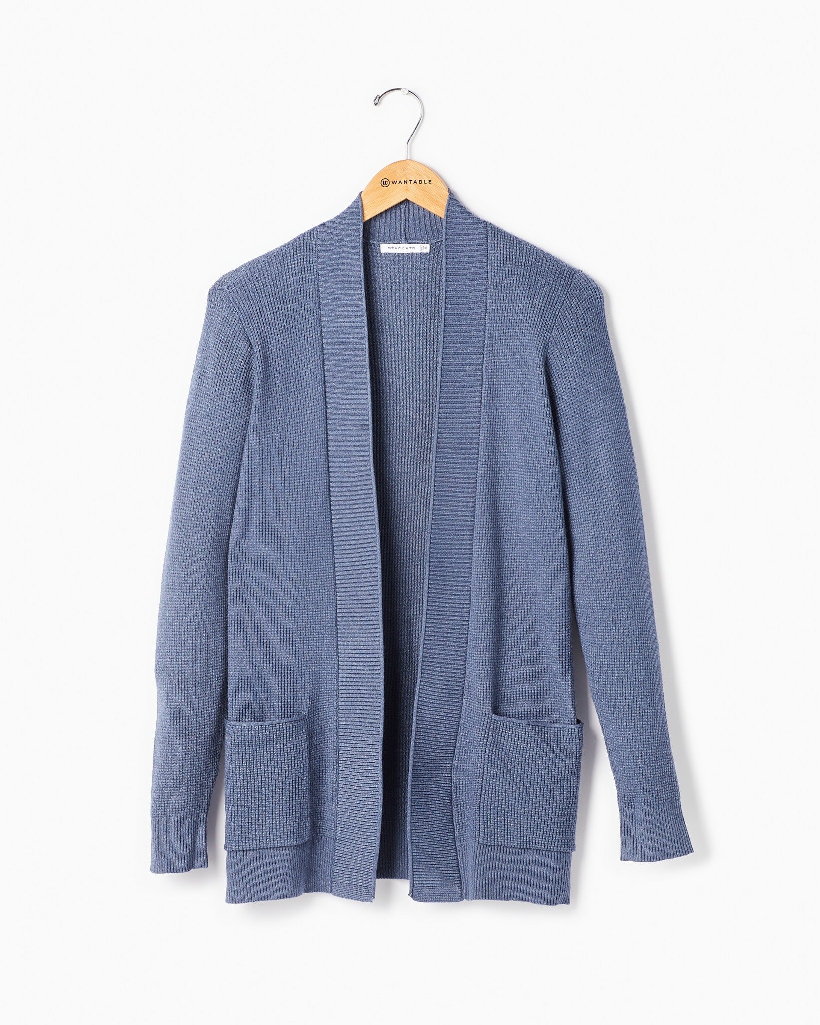 Indigo $|& Staccato Open Front Pocket Cardigan - Hanger Front