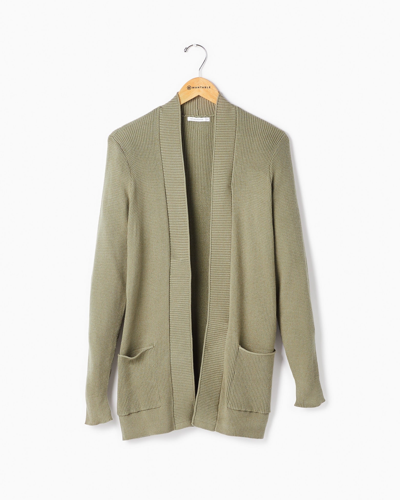 Olive $|& Staccato Open Front Pocket Cardigan - Hanger Front