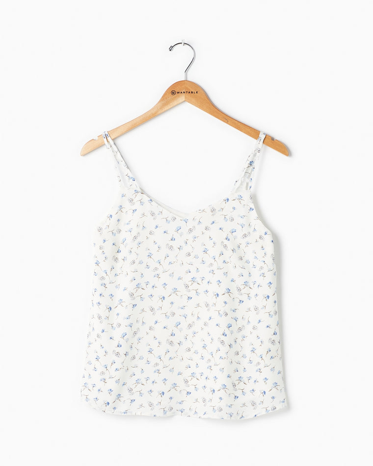 White- Lt.Blue $|& Skies Are Blue Floral Printed Cami - Hanger Front