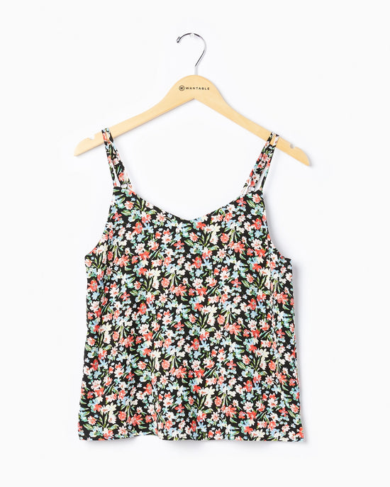 Black-Coral $|& Skies Are Blue Floral Printed Cami - Hanger Front