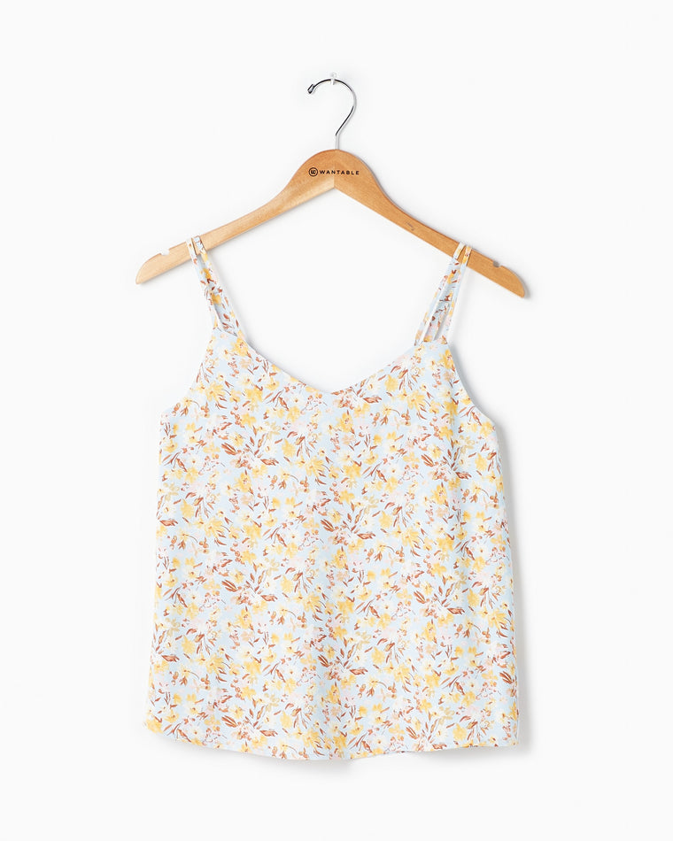 Sky Blue-Yellow $|& Skies Are Blue Floral Printed Cami - Hanger Front