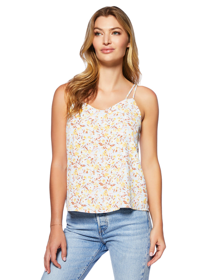 Sky Blue-Yellow $|& Skies Are Blue Floral Printed Cami - SOF Front