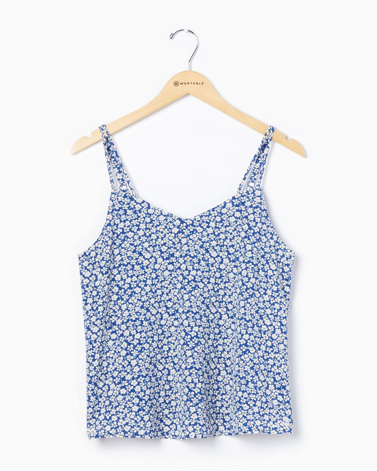 Royal-White $|& Skies Are Blue Floral Printed Cami - Hanger Front