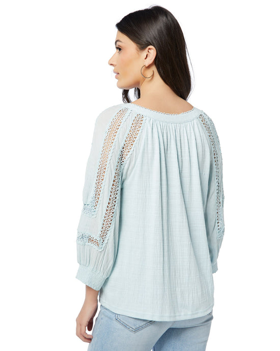 Sea Glass $|& Skies Are Blue Crochet Lace Trim Top - SOF Back