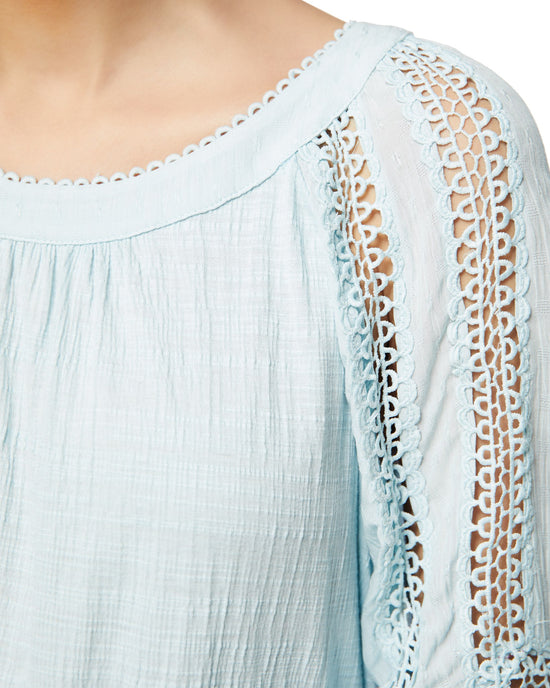 Sea Glass $|& Skies Are Blue Crochet Lace Trim Top - SOF Detail