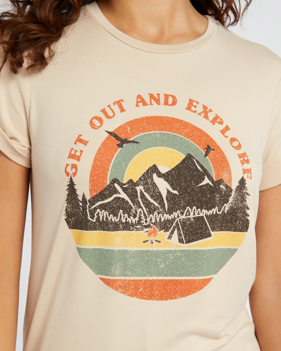 Oatmeal $|& Polagram Get Out & Explore Graphic Tee - SOF Detail