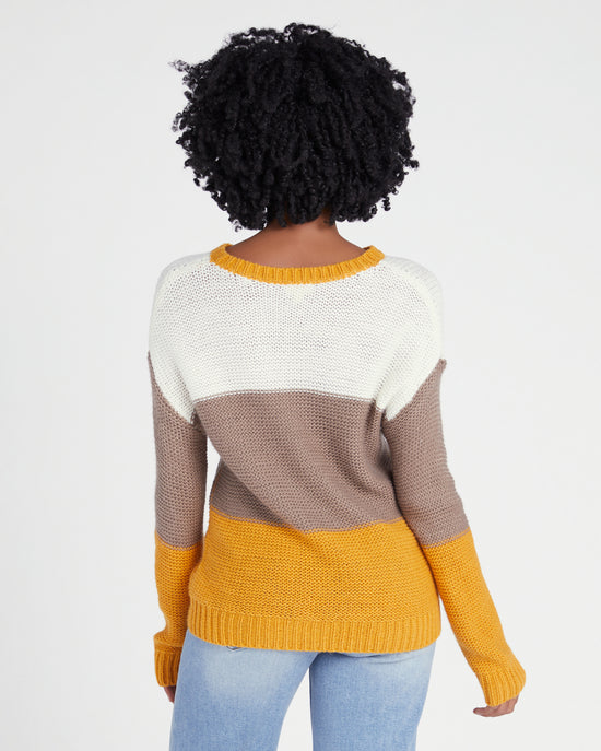 Cream/Grey/Yellow $|& Hem & Thread Colorblock Sweater - SOF Back