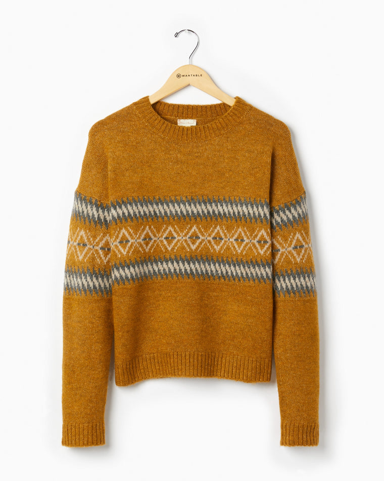 Mustard $|& Hem & Thread Aztec Crew Neck Sweater - Hanger Front