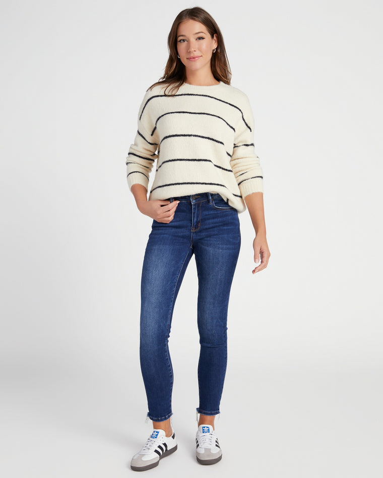 Cream Black $|& Lush Stripe Sweater - SOF Full Front