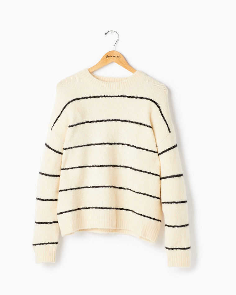 Cream Black $|& Lush Stripe Sweater - Hanger Front
