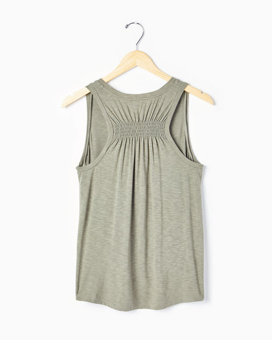 Army $|& Matty M V-Neck Tank with Back Detail - Hanger Back
