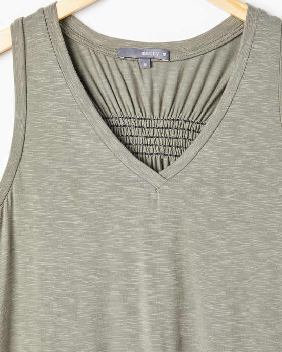 Army $|& Matty M V-Neck Tank with Back Detail - Hanger Detail