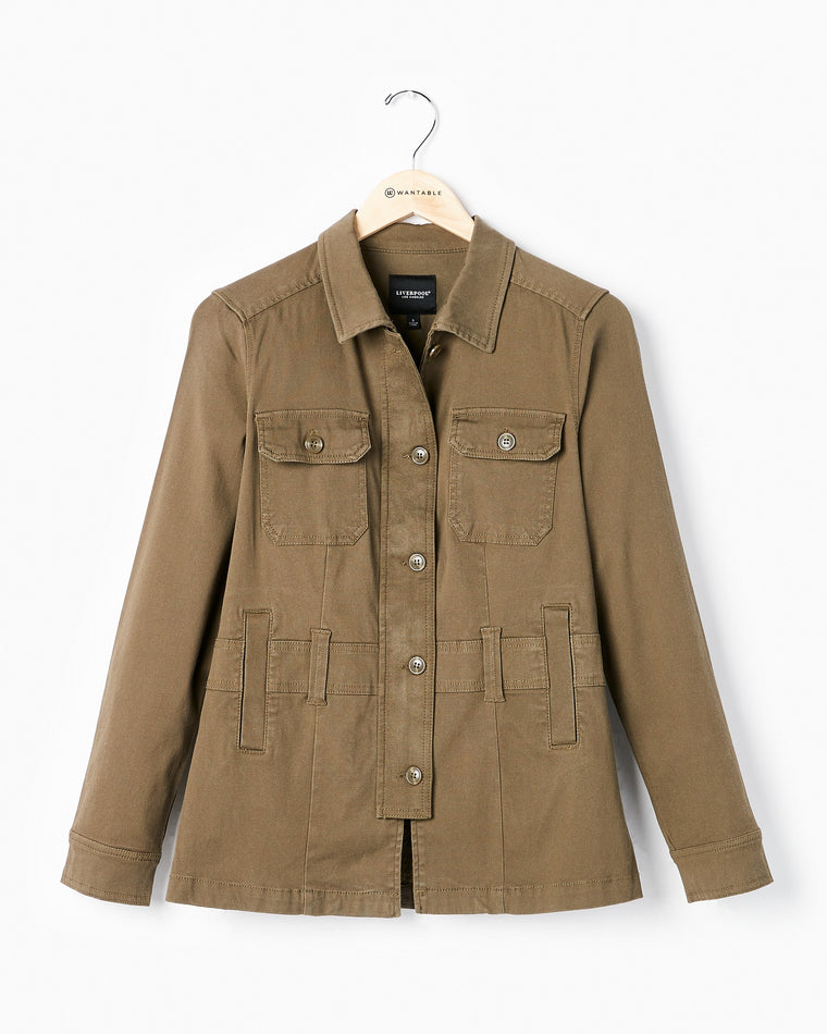 Olive Grove $|& Liverpool Collared Military Jacket - Hanger Front