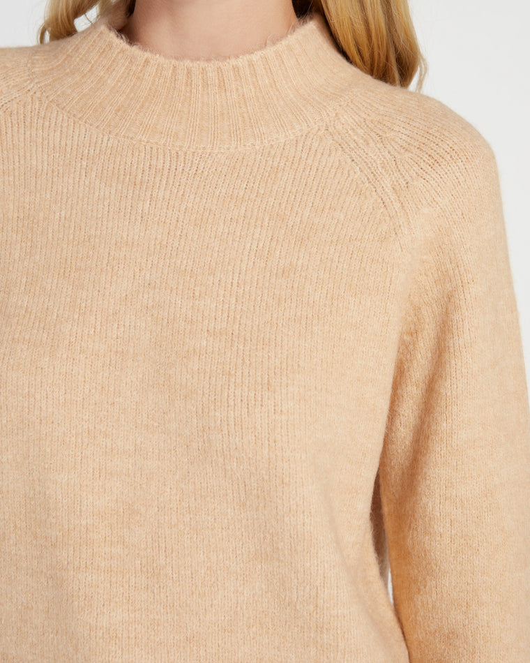 Oatmeal $|& Vigoss Mock Neck Sweater - SOF Detail