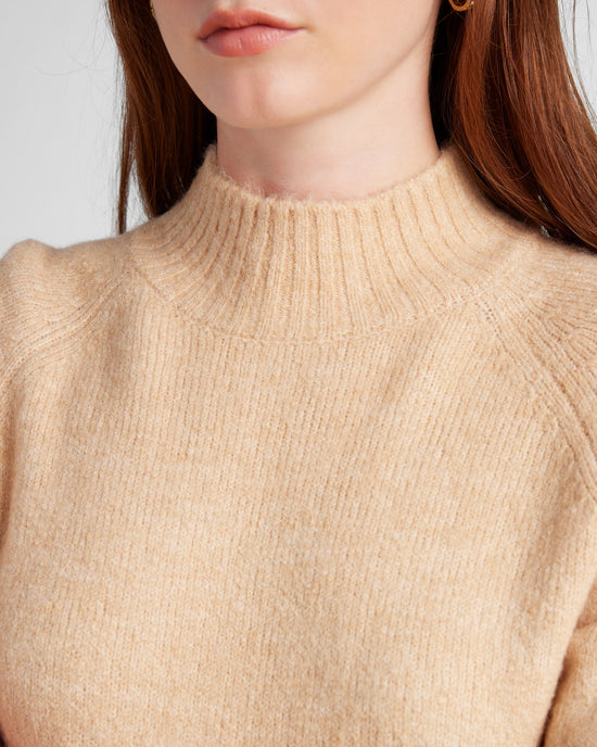 Oatmeal $|& Vigoss Mock Neck Sweater - SOF Detail